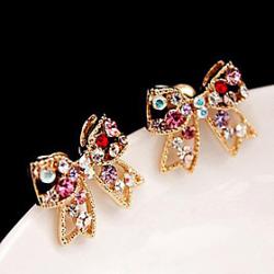 Korean jewelry sweet diamond bow diamond earrings E450 Sale