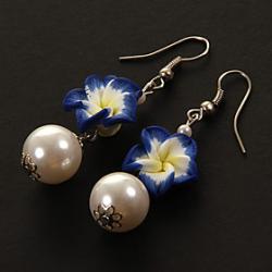 Low Price on Fashion Soft Flower Pearl Alloy Drop Earrings(More Color) (1 Pair)