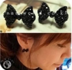 Cheap OMH wholesale 12pair off 48%=$0.29/pair EH04 sweet paragraph accessories full crystal bow rhinestone stud earring 5g