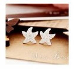 Low Price on ES545  New Fashion Ladies Delicate Crystal Starfish Earrings Wholesales! Free Shipping!