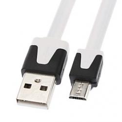 Low Price on Micro USB to USB Male to Male Data Cable for Samsung/Huawei/ZTE/Nokia/HTC/Sony Ericson  Flat Type White(1M)
