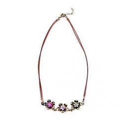Cheap European and American jewelry wholesale cute candy colored flower sweater chain necklace N211