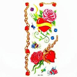 Low Price on Waterproof Rose and Heart Temporary Tattoo Sticker Tattoos Sample Mold for Body Art(18.5cm8.5cm)