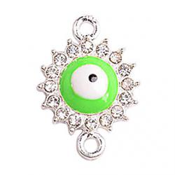 Cheap Alloy Green Round Eye Connectors for Bracelet
