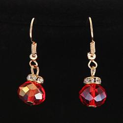 Low Price on Fashion Multicolor Round Crystal Drop Earrings(1 Pair)