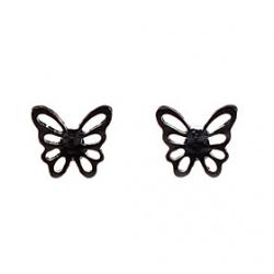 Classic Diamanted Butterfly Shape Black Stud Earrings(1 Pair) Sale