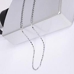 Cheap Unisex 1MM  Cylindrical Silver Chain Necklace NO.14