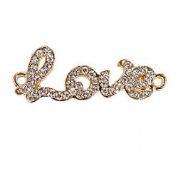 Rhinestone Love Pattern DIY Charms Pendants for Bracelet  Necklace Sale