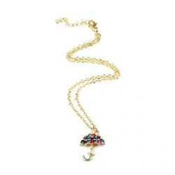 Cheap Small golden umbrella over drilling diamond sweater chain necklace N248