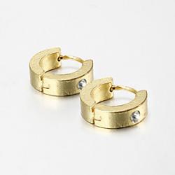 Cheap Gift For Boyfriend Fashion Single Rhinestone Gold Titanium Steel Stud Earrings (1 Pair)