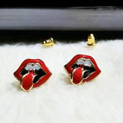 Cheap Korean Jewelry Explosion Trendy Fashion Ladies Big Mouth Tongue Bright Red Earrings E163
