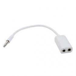 Cheap 3.5mm Earphone Cable Splitter for iPhone, Samsung and More (Male to Dual Female, White) 0.15M