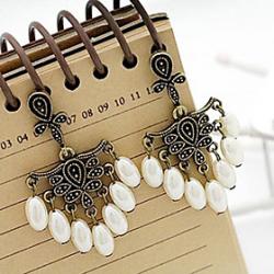 Retro palace carved hollow pearl drop earrings earrings earrings Yiwu jewelry E279 Sale