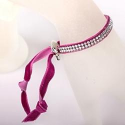 Cheap Two Rows Of Rose Velvet Buckle Bracelet