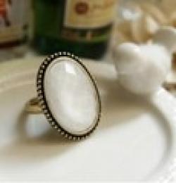Cheap 2014 Cheap Ring Wholesale Vintage Oval Gem Ring Finger Ring  (White) XY-R22 17mm size