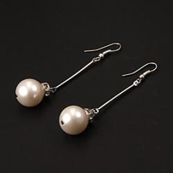 Low Price on Fashion Pearl Silver Alloy Drop Earring(1 Pair)