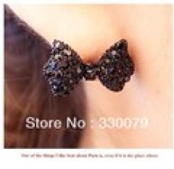 Cheap ES558  Hot 2014  New Year Gift Fashion Stud Earrings Black Bow Tie Jewelry  Accessories Wholesales