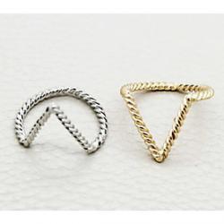 European Twist Shape Women'S Midi Rings(Silver,Gold)(2 Pcs) Sale