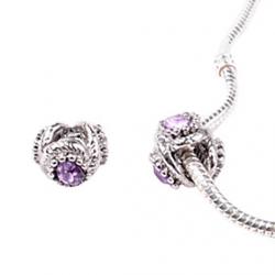 Light Purple Alloy Whorled Big Hole DIY Beads For Necklace or Bracelet Sale