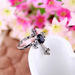 Low Price on European And American Fashion Retro Black Gem Military Spend Cross Ring R718