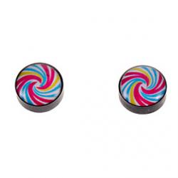 Fashion 1cm Magnet Lollipop Pattern Black Stud Earrings(1 Pair) Sale