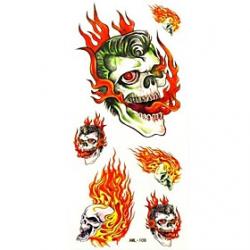 Waterproof Skull Temporary Tattoo Sticker Tattoos Sample Mold for Body Art(18.5cm8.5cm) Sale