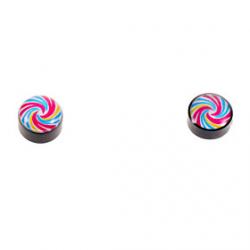Fashion Magnet Lollipop Pattern Black Stud Earrings(1 Pair) Sale
