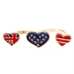 Cheap Retro Epoxy British Flag Love Double Ring