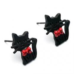Cheap 2013 New Korean Version Of The Retro Charm Earrings Wholesale Exaggerated Bow Black Cat Earrings E97