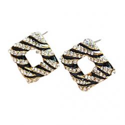 Diamond square earrings personalized earrings black zebra E522 Sale
