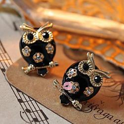 Low Price on European and American models diamond owl earring with diamond E134