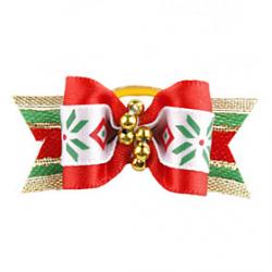 Cheap Chirstmas Bell Style Tiny Rubber Band Hair Bow for Dogs Cats