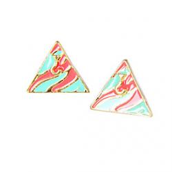 Low Price on European and American fashion personality exaggerated leopard dimensional triangle stud earrings (random color)