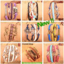 believe dream love cross Infinity heart star Anchors Leather Multilayer Bracelet jewelry women 2014 bijouterie bracelet Sale