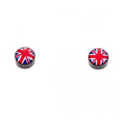Classic Magnet British Flag Pattern Black Stud Earrings(1 Pair) Sale