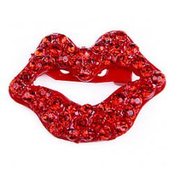 Cheap European and American casual British style retro red lips full of diamond brooch brooch X52