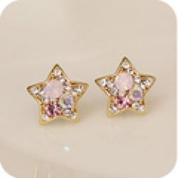 Cheap OMH Wholesale 12 pair off 43% = $0.41/pair EH14 fashion vintage colorful rhinestone cute crystal Pentagram stud earring 2g