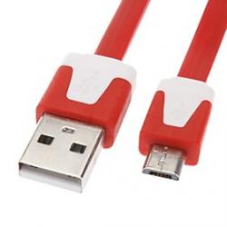 Low Price on Micro USB to USB Male to Male Data Cable for Samsung/Huawei/ZTE/Nokia/HTC/Sony Ericson  Flat Type Red(1M)