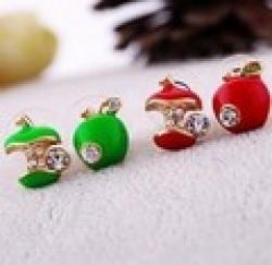 Cheap Free Shipping $10 (mix order) Promotion Colored Glaze Apple Asymmetric Fashion Retro Earring Best Gift E3
