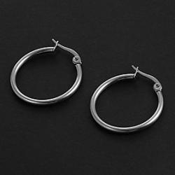 Low Price on Fashion Simple 2.0CM Round Shape Silver Stainless Steel Hoop Earrings (1 Pair)