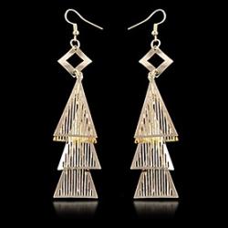 Low Price on (1 Pair)European (Triangle Tassel) as Picture Alloy Drop Earrings(Golden)