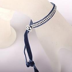 Cheap Two Rows Of Blue Velvet CCB Buckle Bracelet