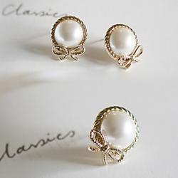 New Stylish Simplicity Personality Pearl Bow Earrings Earrings E617 Sale