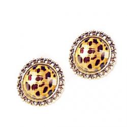 Low Price on Foreign trade in Europe and America Fan children retro sexy leopard circular hollow stud earrings E48