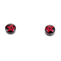 Vintage Magnet Red Star Pattern Black Stud Earrings(1 Pair) Sale