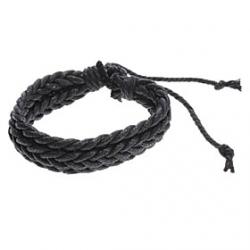 Cheap Single Color Cross Weave Cow Leather Cord Bracelet