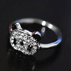 Cheap Korean Jewelry Shiny Red Panda Full Diamond Ring