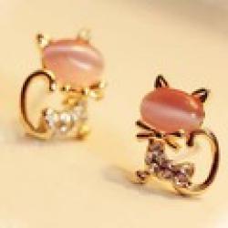Cheap 44#Min.order is $10 (mix order).Lovely Cat Earrings nude color.Free Shipping
