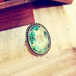 Cute Little Peacock Peacock Feathers Retro Oval Ring Acrylic Section Sale