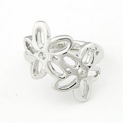 Low Price on Silver Plated Hollow-out Five Petals Flower Ring